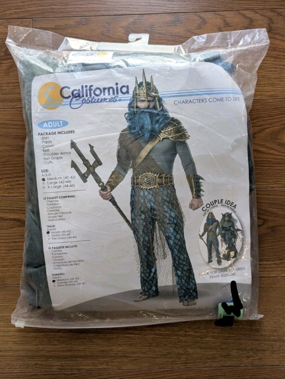 California Costumes Poseidon God Of The Sea Mens Medium Full Costume NIB